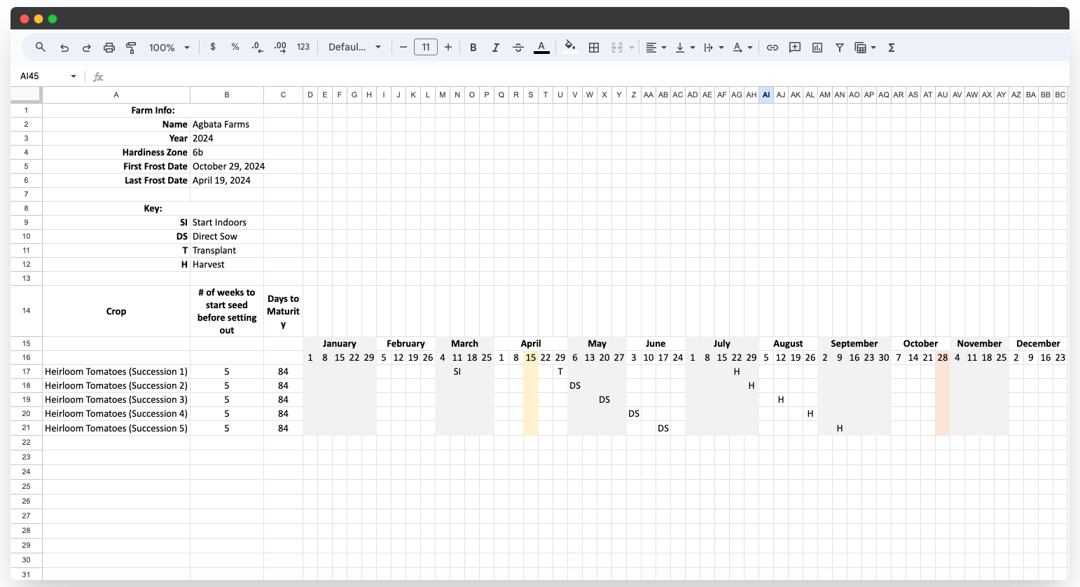 ( Example Crop Plan )